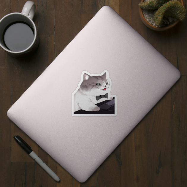 Funny Cat Working o Laptop, Love Cats by logiamerch